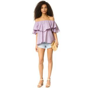 MLM Label Ruffle Top Berry Gingham Print Off The Shoulder Blouse SZ S New $150